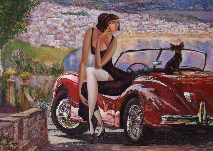 MINT dekupaaźipaber Lady red car, suurus A1